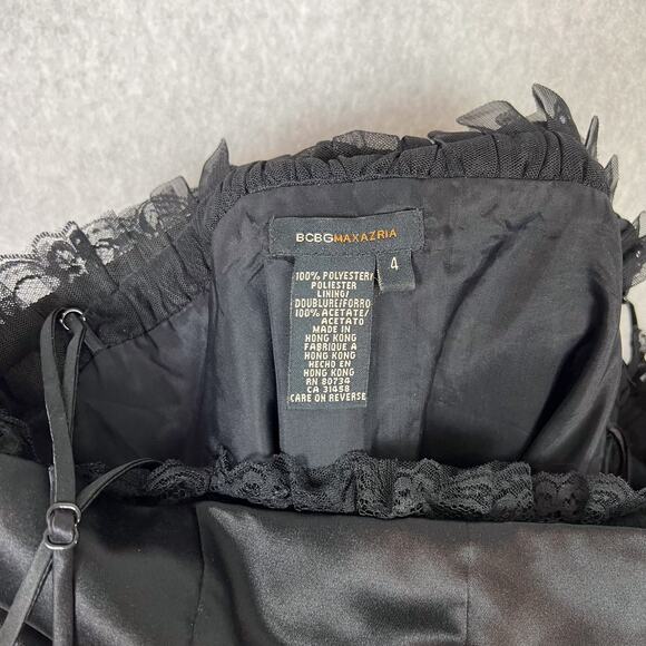 BCBGMaxazria Black A Line Lace Hem Midi Dress Size 4 - Picture 9 of 9